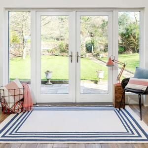 Reversible Cotton Navy Bordered Rug - Kyoto - 60cm x 110cm