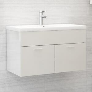 Sink Cabinet High Gloss White 80x38.5x46 cm Chipboard