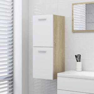 Bathroom Cabinet White and Sonoma Oak 30x30x80 cm Chipboard