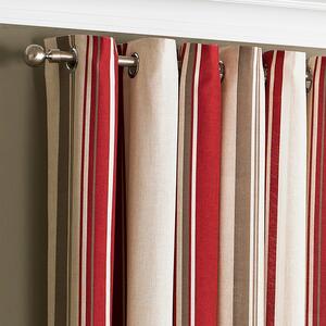 Broadway Raspberry Eyelet Curtains Red, Brown and White