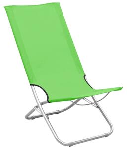 Folding Beach Chairs 2 pcs Green Fabric