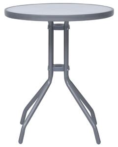 Garden Table Light Grey 60 cm Steel and Glass