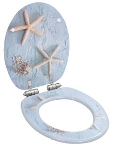 WC Toilet Seat with Soft Close Lid MDF Starfish Design
