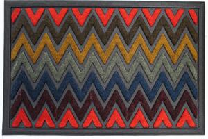 Scrape N' Sorb Multicoloured Zig Zag Doormat Red/Black/Grey/Blue