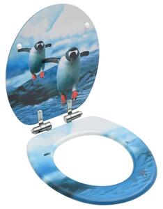 WC Toilet Seat with Soft Close Lid MDF Penguin Design