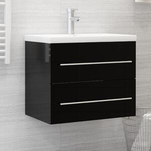 Sink Cabinet High Gloss Black 60x38.5x48 cm Chipboard