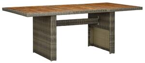 Garden Table Brown Poly Rattan and Solid Acacia Wood