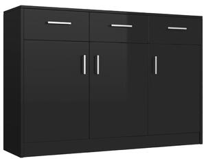 Sideboard High Gloss Black 110x30x75 cm Engineered Wood