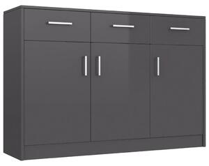 Sideboard High Gloss Grey 110x30x75 cm Engineered Wood