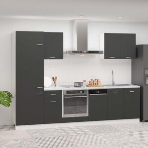 7 Piece Kitchen Cabinet Set Grey Chipboard