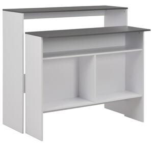 Bar Table with 2 Table Tops White and Grey 130x40x120 cm