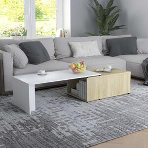 Coffee Table White and Sonoma Oak 150x50x35 cm Chipboard