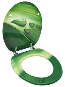 WC Toilet Seat with Lid MDF Green Water Drop Design