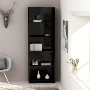 5-Tier Book Cabinet High Gloss Black 60x24x175 cm Chipboard