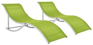 Folding Sun Loungers 2 pcs Green Textilene
