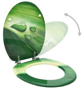 WC Toilet Seats with Lid 2 pcs MDF Green Water Drop Design