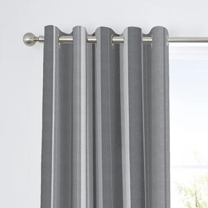 Fusion Whitworth Striped Grey Eyelet Curtains Grey and White
