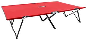 Two Person Folding Sun Lounger Red Steel