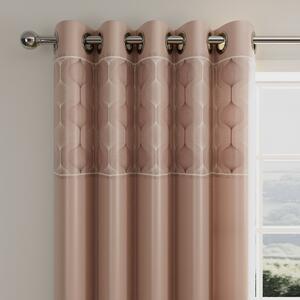 Urbis Bronze Eyelet Curtains Brown and White