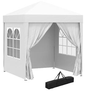 Outsunny 2 x2m Pop Up Gazebo Canopy Party Tent Wedding Awning W/ free Carrying Case White + Removable 2 Walls 2 Windows-White