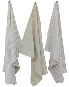Set of 3 White & Natural Tea Towels