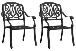 Garden Chairs 2 pcs Cast Aluminium Black
