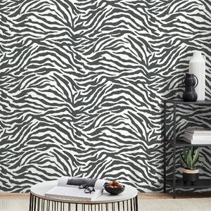 Zebra Monochrome Wallpaper Black