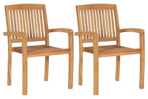 Stacking Garden Dining Chairs 2 pcs Solid Teak Wood