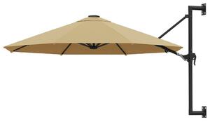 Wall-Mounted Parasol with Metal Pole 300 cm Taupe