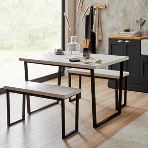 Vixen Rectangular Dining Table with 2 Benches Black and white