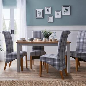 Bromley 4 Seater Rectangular Dining Table, Grey Pine Grey and Brown