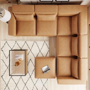 Modular Arne Tan Faux Leather Corner Sofa with Footstool Tan