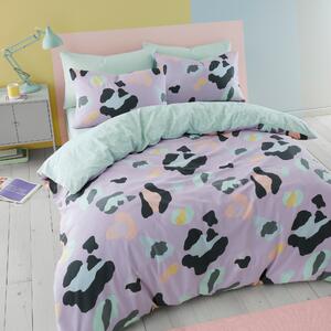 Lilac Leopard Duvet Cover and Pillowcase Set MultiColoured