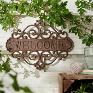 Cast Iron Outdoor Welcome Plaque Brown