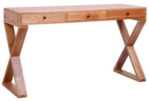 Computer Desk Natural 132x47x77 cm Solid Mahogany Wood