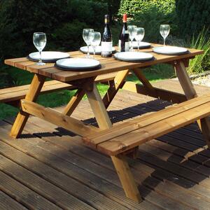 Charles Taylor 6 Seater Wooden Picnic Table Brown