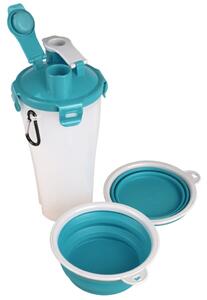 FLAMINGO 2-in-1 Pet Traveling Cup for Water/Food Trinka Blue and Grey