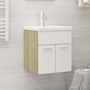 Sink Cabinet White and Sonoma Oak 41x38.5x46 cm Chipboard