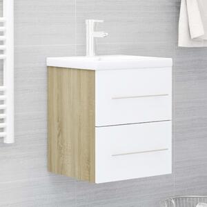 Sink Cabinet White and Sonoma Oak 41x38.5x48 cm Chipboard