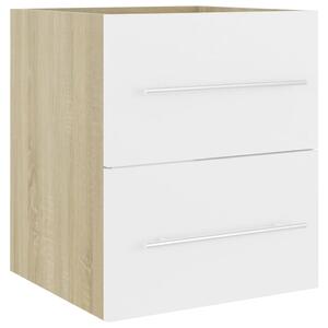 Sink Cabinet White and Sonoma Oak 41x38.5x48 cm Engineered Wood