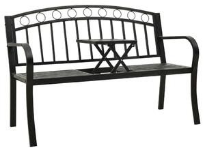 Garden Bench with a Table 125 cm Steel Black