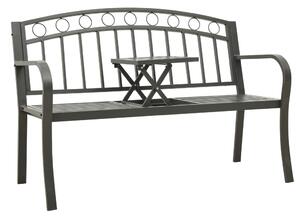 Garden Bench with a Table 125 cm Steel Grey
