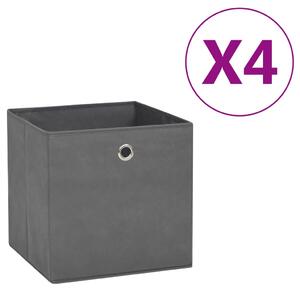Storage Boxes 4 pcs Non-woven Fabric 28x28x28 cm Grey