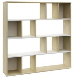 Room Divider/Book Cabinet White and Sonoma Oak 110x24x110 cm Engineered Wood