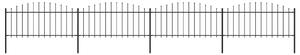 Garden Fence with Spear Top Steel (0.5-0.75)x6.8 m Black