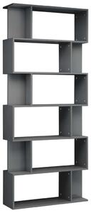 Book Cabinet/Room Divider High Gloss Grey 80x24x192 cm Engineered Wood