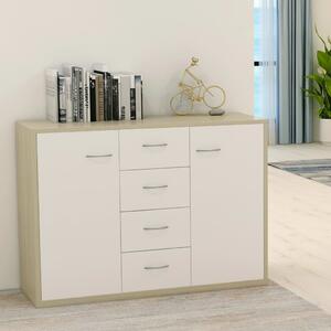 Sideboard White and Sonoma Oak 88x30x65 cm Chipboard