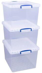 Really Useful Storage Box - Clear - 33.5L - 3 Pack