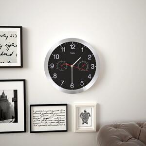 Wall Clock with Quartz Movement Hygrometer Thermometer Black