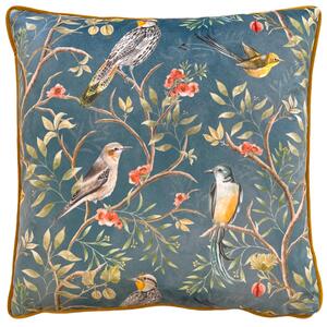 Orient Chinoiserie Birds Cushion Slate Blue